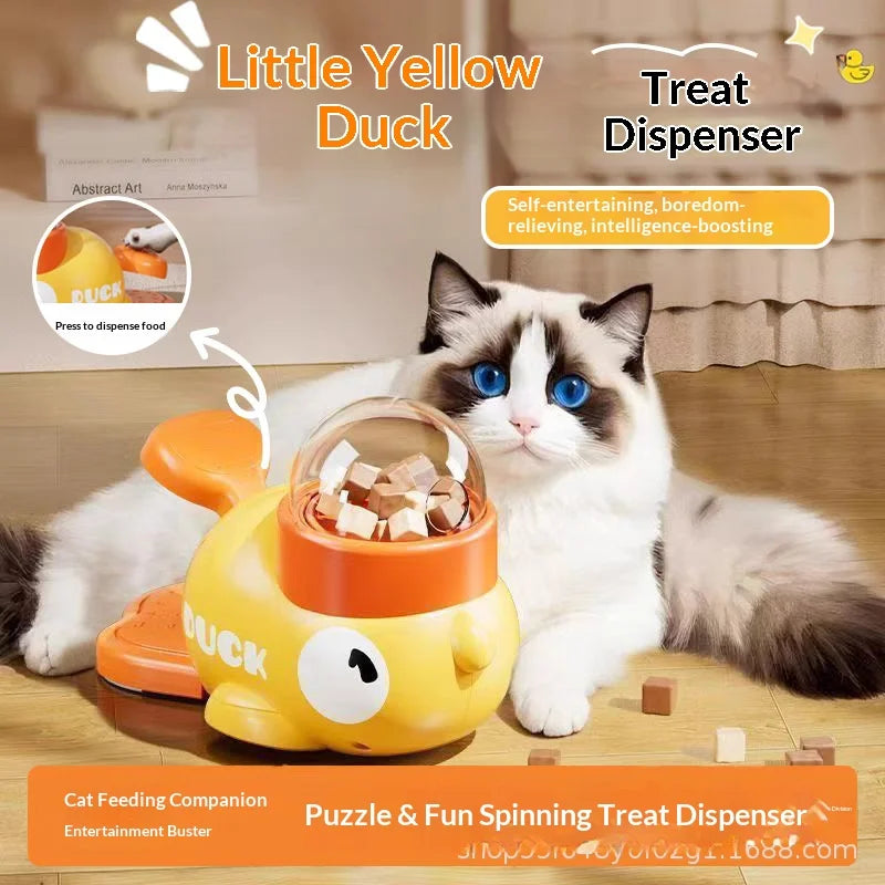 Little Yellow Duck Pet Treat Dispenser Interactive Food Leaking Toy for Cats Dogs