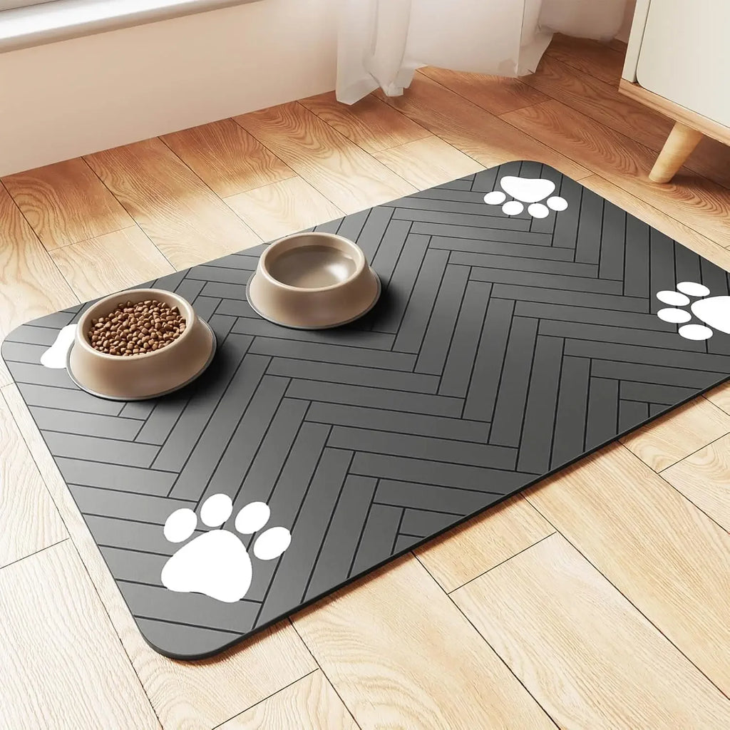 Dog Cat Feeding Mat-Absorbent Pet Placemat for Food and Water .