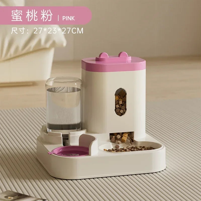 Automatic Feeder Dog Cat Food Bowl With Water Fountain Large Capacity Pet Food Storage .