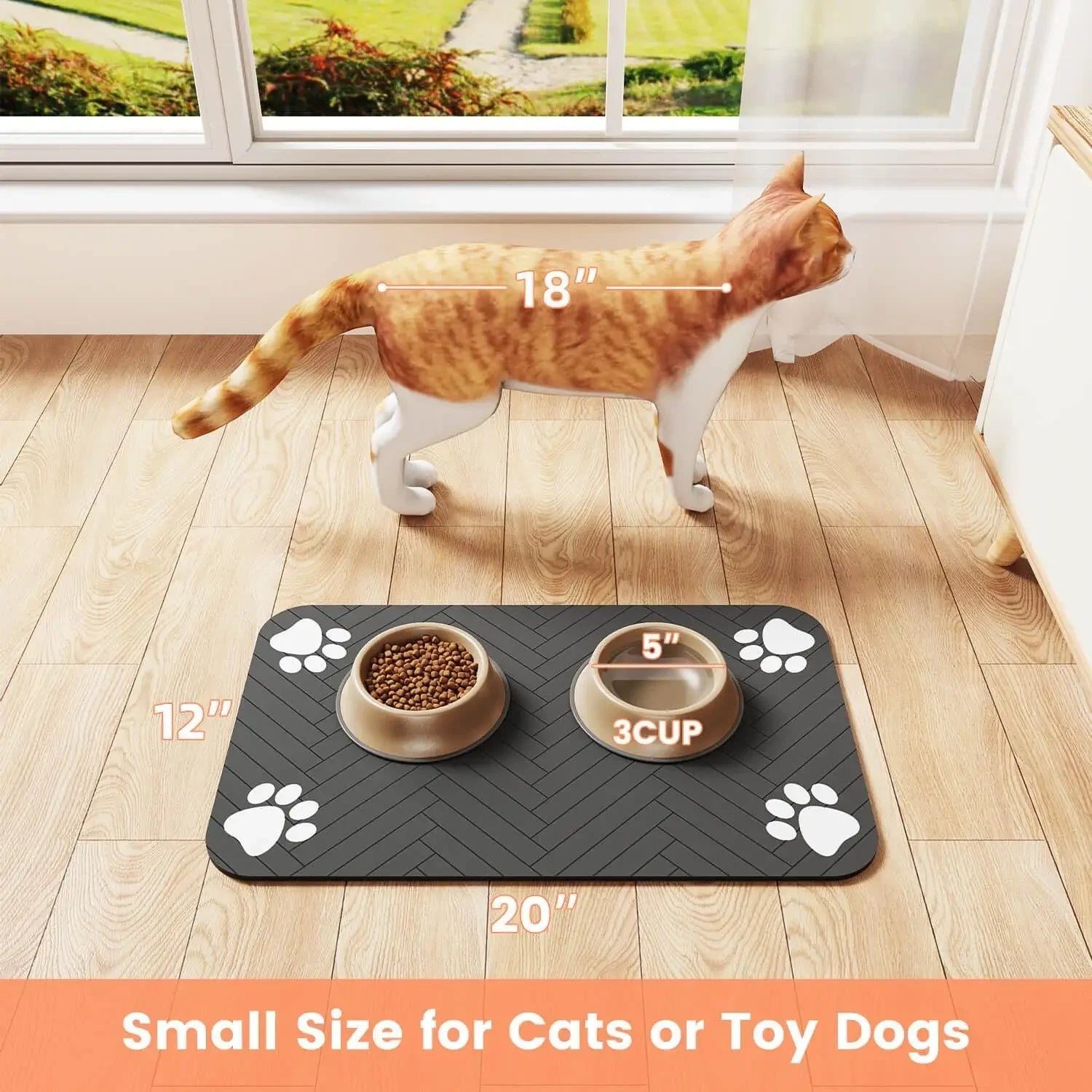 Dog Cat Feeding Mat-Absorbent Pet Placemat for Food and Water .